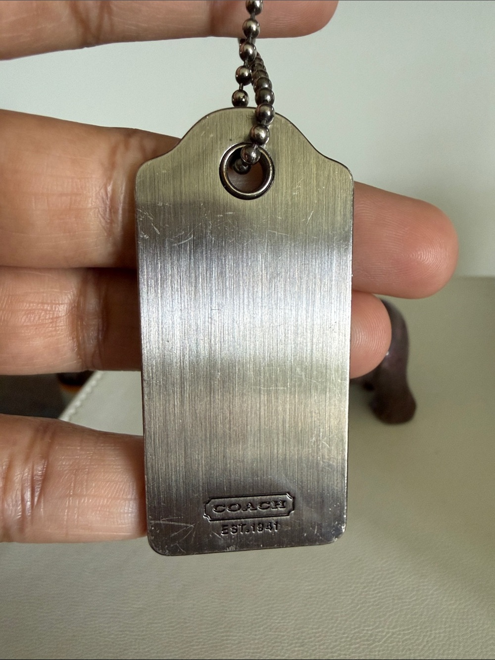 Coach large silver/ chrome metal hang tag - Picture 3 of 8